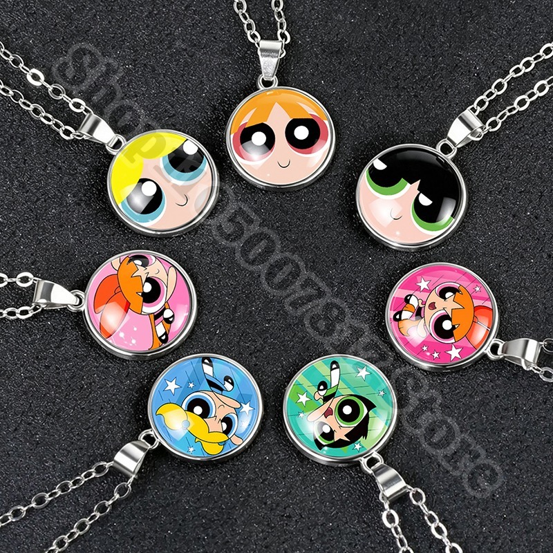 Anime Pendant Necklace - คาวาอี้ เดอะ พาวเวอร์พัฟส์ เกิร์ลส์ สร้อยคอสุดน่ารัก สร้อยคอการ์ตูนสุดสร้างสรรค์