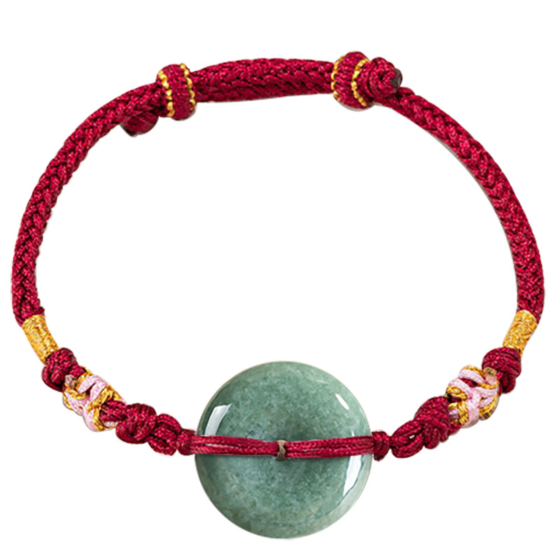 Bracelets - สีเขียวพม่า Jadeite Donut สร้อยข้อมือกําไลข้อมือหยกพม่าธรรมชาติอุปกรณ์เสริมแฟชั่นเครื่องประดับ Vintage Talismans