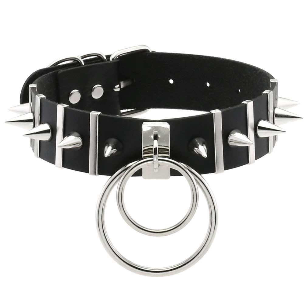 Goth Punk Spike Choker - Big Spikes Choker คอหนังโลหะ Punk สร้อยคอผู้หญิงผู้ชาย