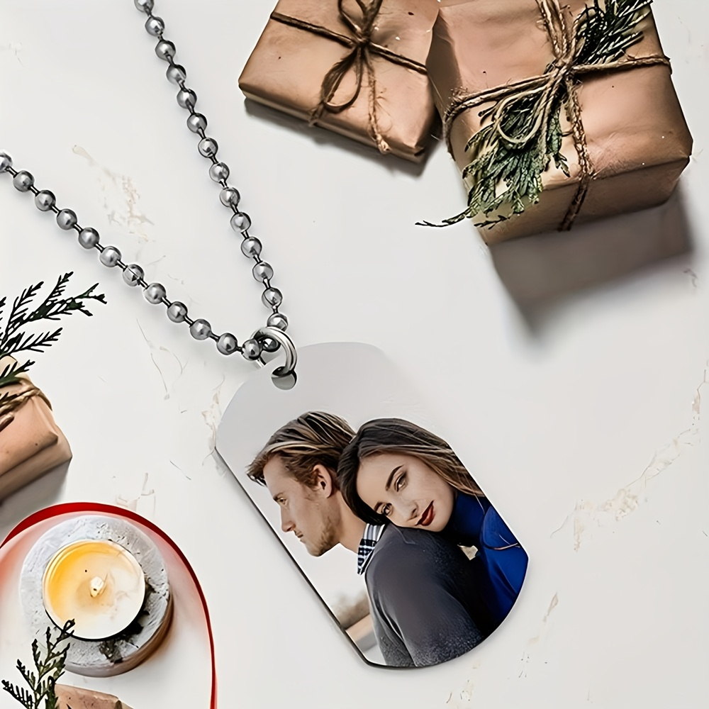 Custom Name Necklace Stainless Steel - สร้อยคอจี้ผู้ชายแบบกำหนดเองได้, สร้อยคอจี้แบบสองด้านพร้อมรูปภาพ/ข้อความ/ป้ายชื่อสัตว์เลี้ยงแบบกำหนดเองได้, สร้อยคอพวงกุญแจคู่รัก