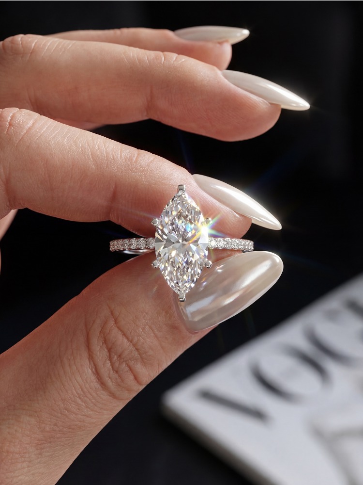 แหวนมาร์ควิสเพชรโมอิสซาไนต์แท้ - Moissanite Engagement Ring 1 Carat บทวิจารณ์และราคา