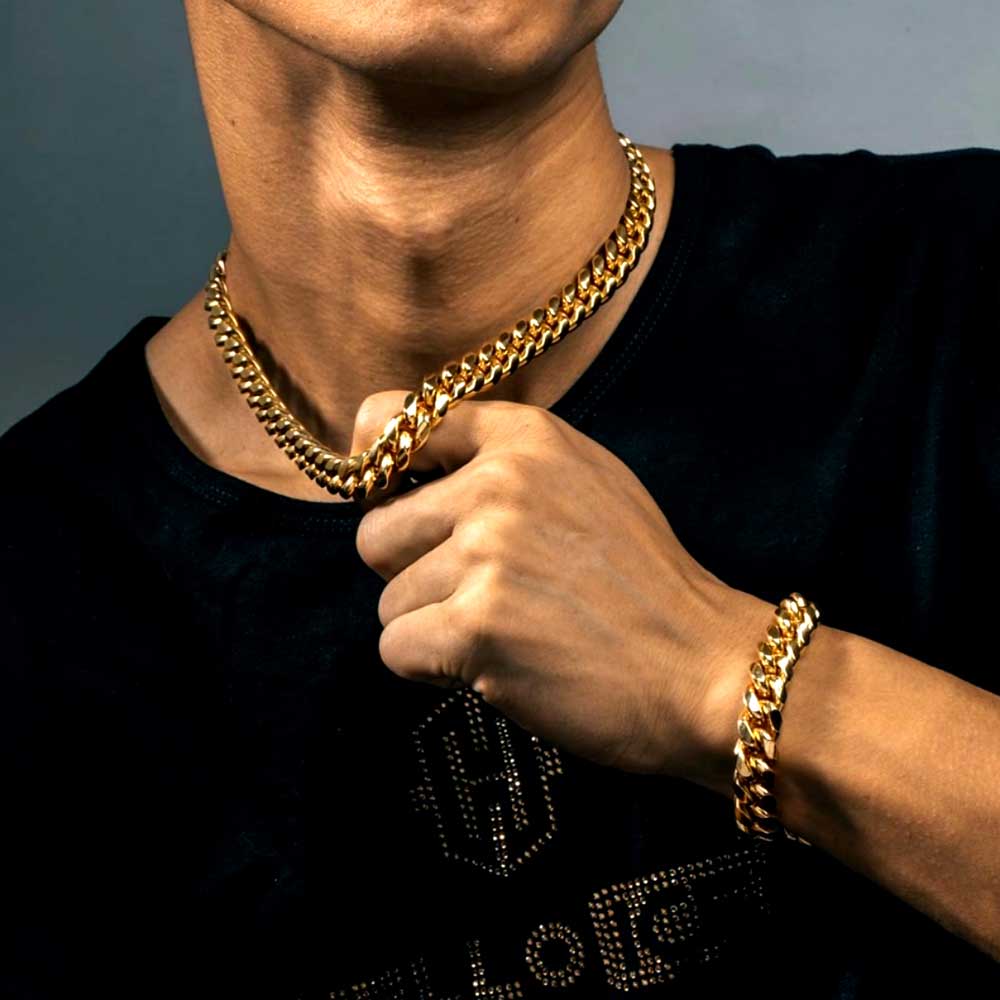 Gold Plated Mens Heavy Miami C - Cuban Link Chain 12Mm บทวิจารณ์และราคา