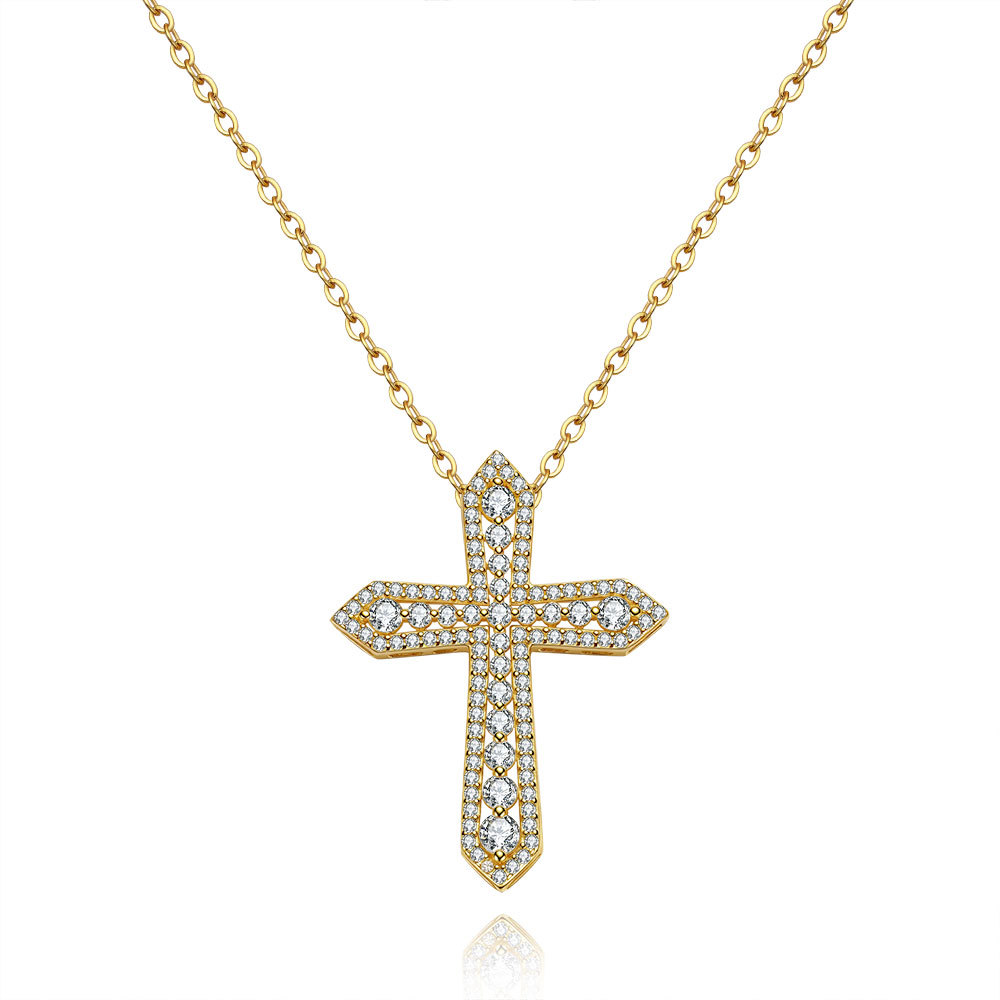 สร้อยคอจี้รูปกางเขนประดับเพชรแ - Cross Pendant Necklace Gold บทวิจารณ์และราคา