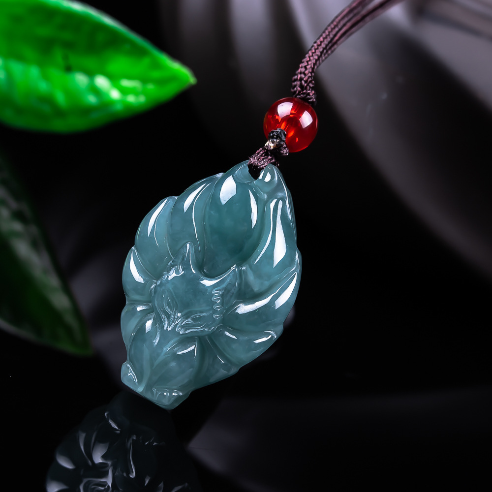หยกพม่าธรรมชาติจี้รูปสุนัขจิ้ง - Necklaces บทวิจารณ์และราคา