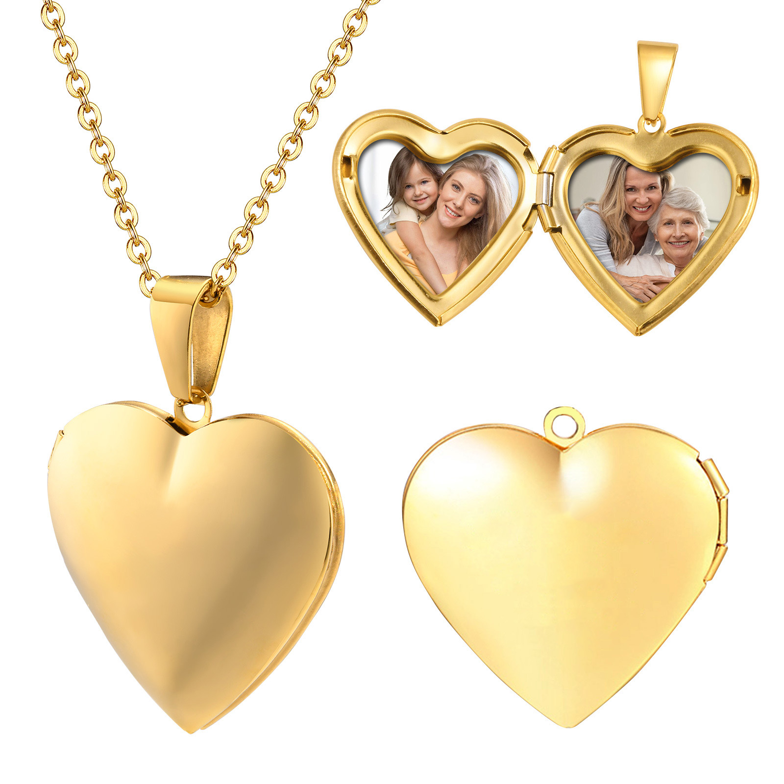 เครื่องประดับสแตนเลสหัวใจ Lock - Heart Locket Necklace Photo บทวิจารณ์และราคา