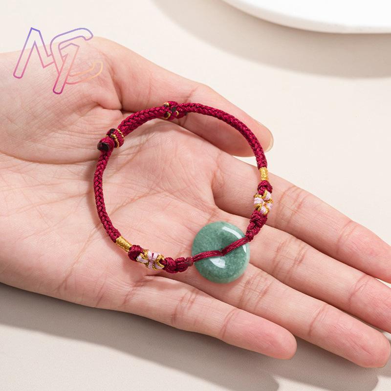 สีเขียวพม่า Jadeite Donut สร้อ - Bracelets บทวิจารณ์และราคา