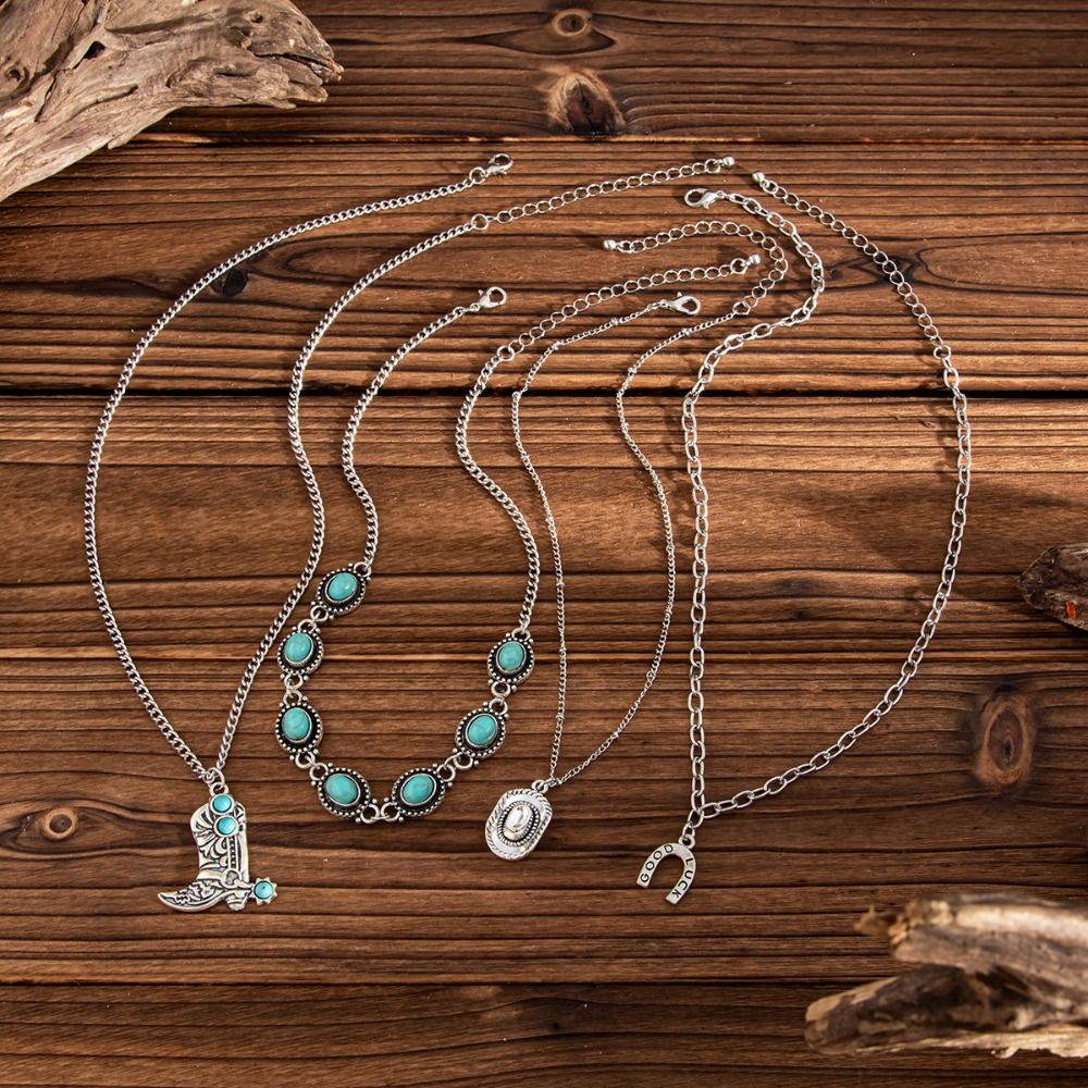 จี้รูปบูทคาวบอย สร้อยคอเทอร์คว - Layered Pendant Necklace Aesthetic บทวิจารณ์และราคา