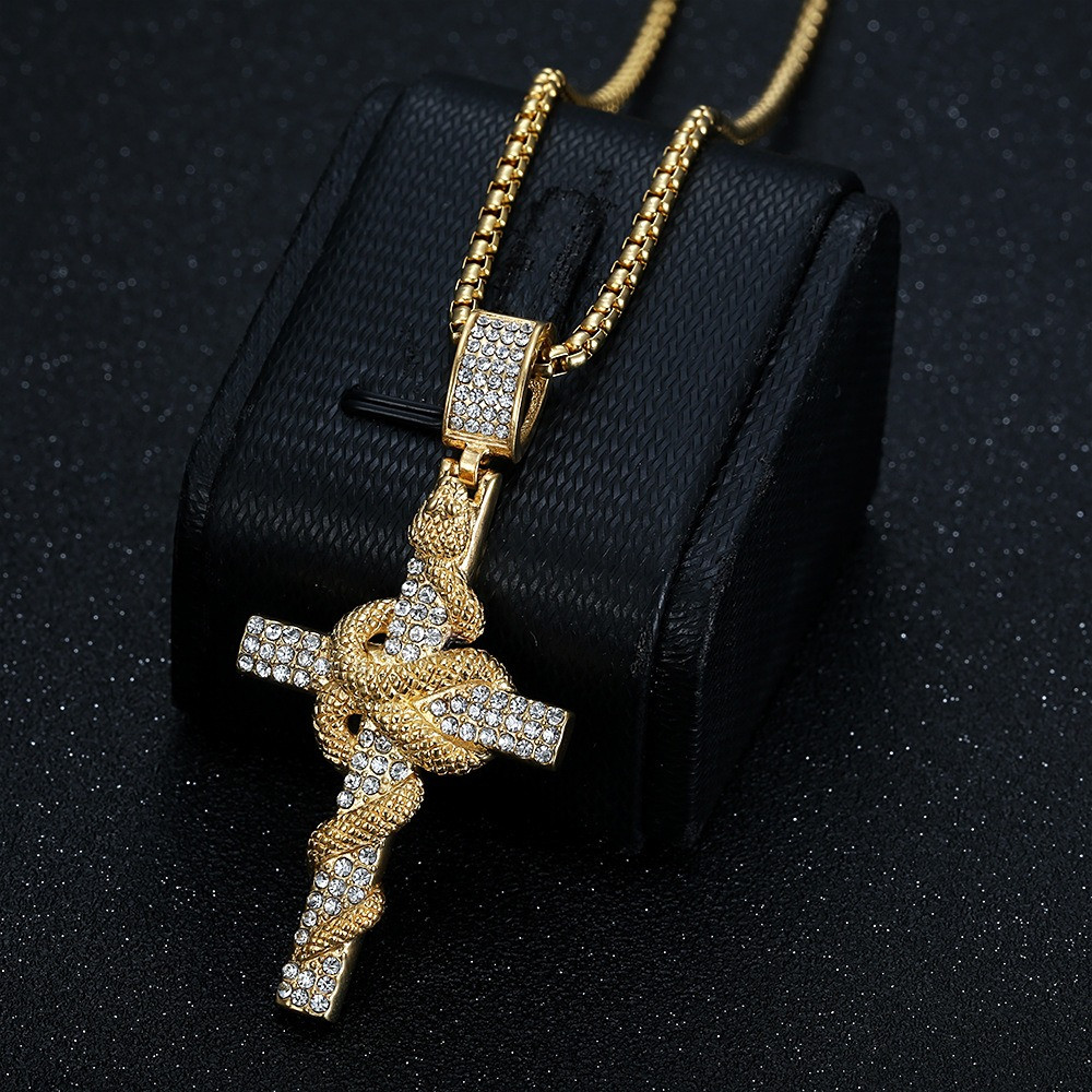 สร้อยคอจี้ไม้กางเขนสแตนเลสลายง - Cross Pendant Necklace Gold บทวิจารณ์และราคา