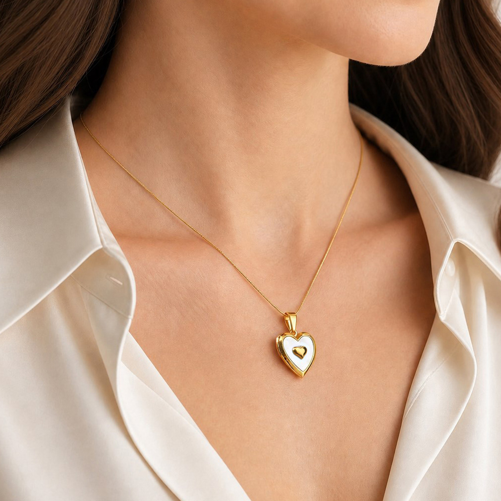 สร้อยคอจี้รูปหัวใจที่สามารถใส่ - Heart Locket Necklace Photo บทวิจารณ์และราคา