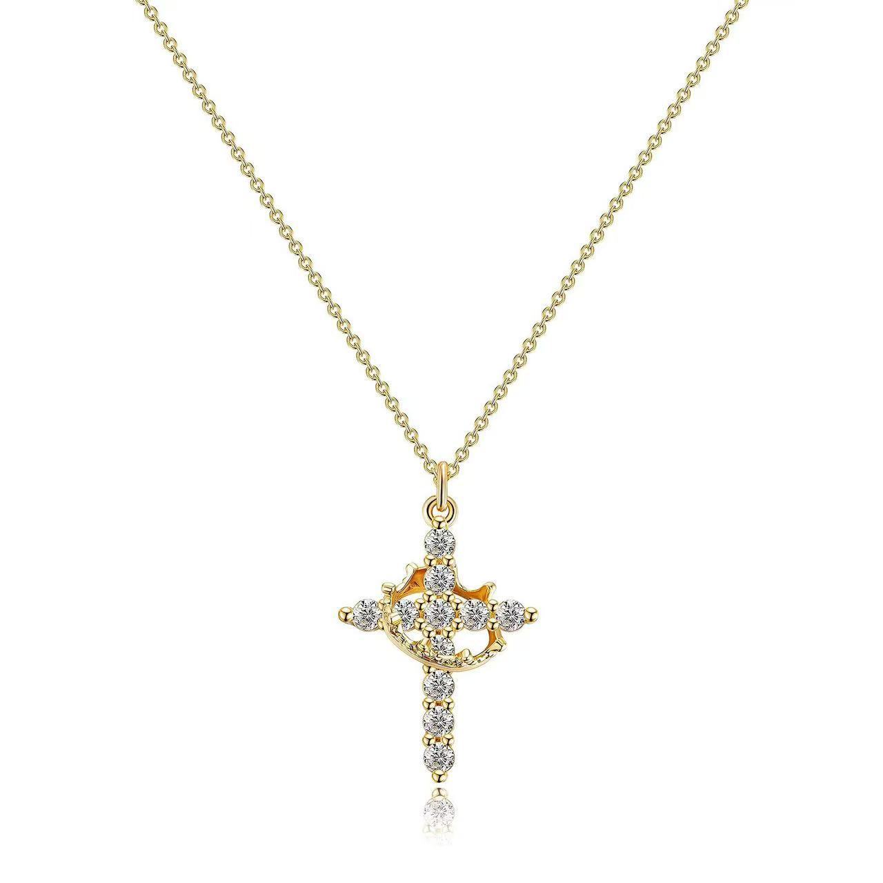 สร้อยคอจี้รูปมงกุฎหมุนได้ Luck - Cross Pendant Necklace Gold บทวิจารณ์และราคา