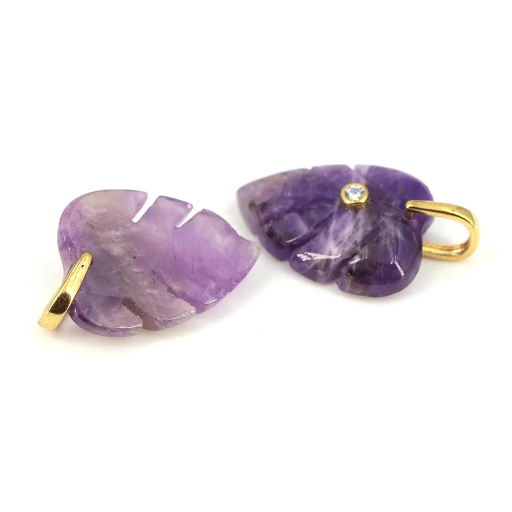 จี้คริสตัลรูปใบไม้สำหรับการบำบ - Crystal Pendant Necklace Natural Stone บทวิจารณ์และราคา