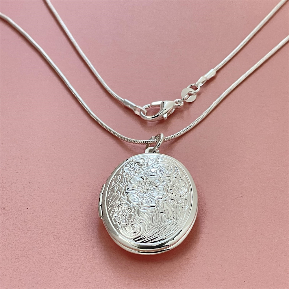 สร้อยคองูเงิน 925 จี้กรอบรูปวง - 925 Sterling Silver Chain Necklace Men บทวิจารณ์และราคา